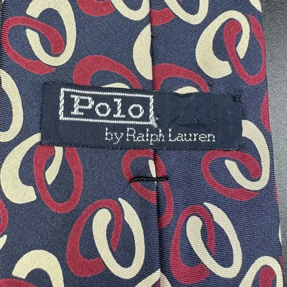 Vintage Polo Ralph Lauren Silk Tie Mens Navy Geometric Handmade in USA Necktie*